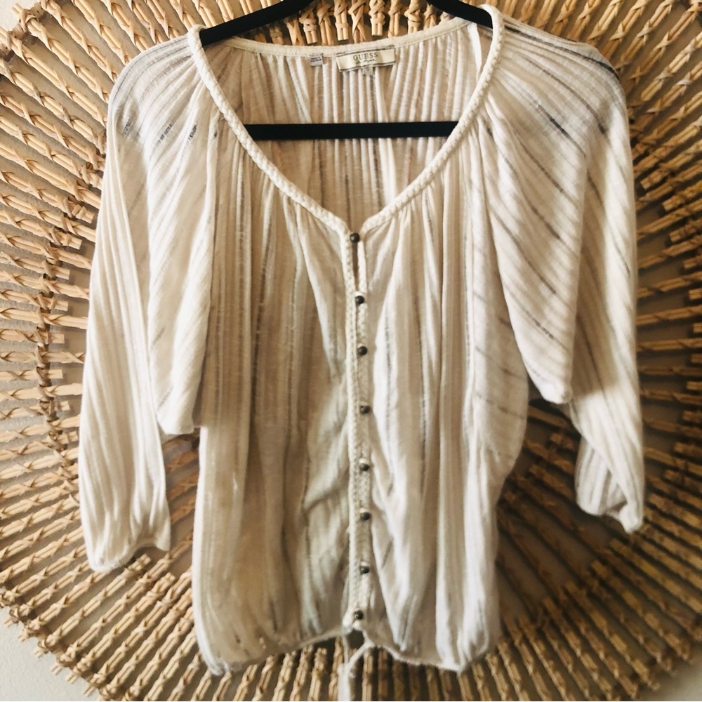 Guess Los Angeles cream peasant blouse